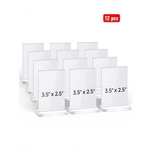 12pcs Mini Acrylic Sign Holder 2.5x3.5 Clear Photo Frame Double Sided